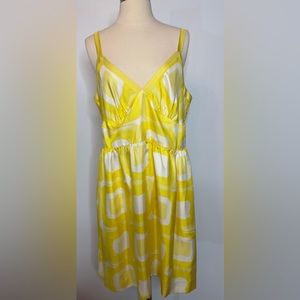 Banana Republic Dress 100% Silk Yellow And White